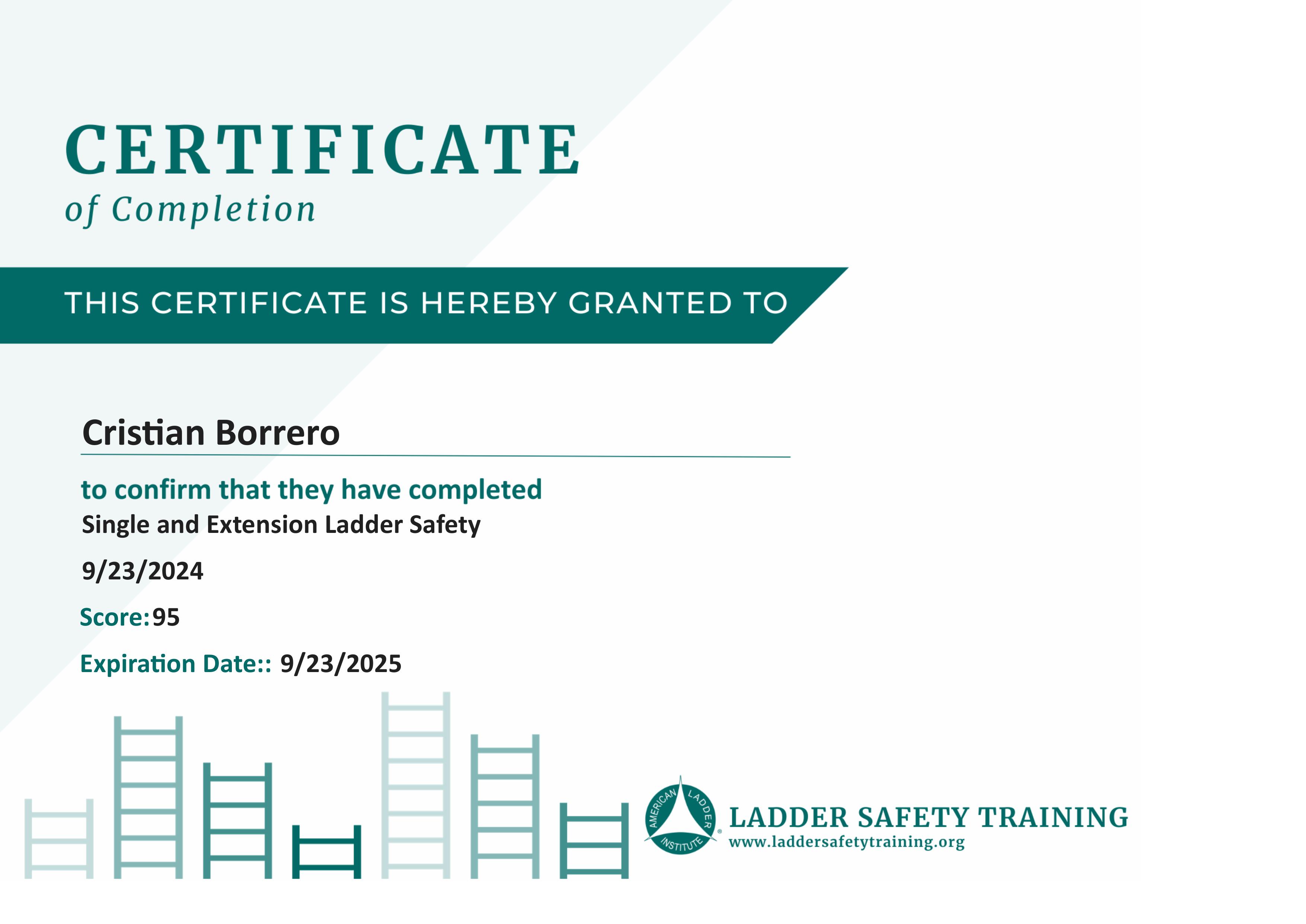 Extended Ladder Certificate