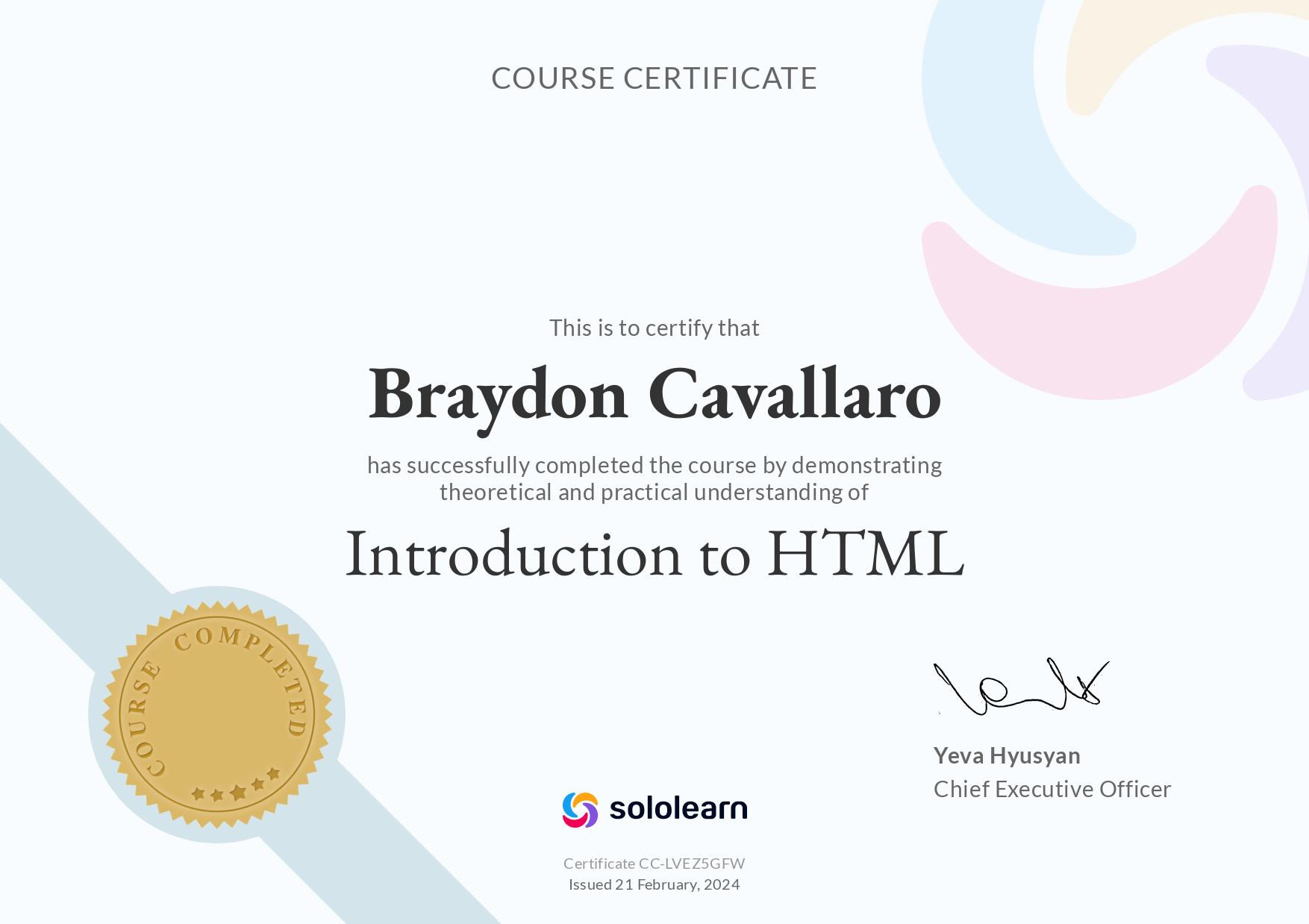 HTML Certification